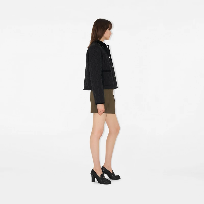 Cropped Quilted Nylon Jacket in Black/sand - Women | Burberry® Official