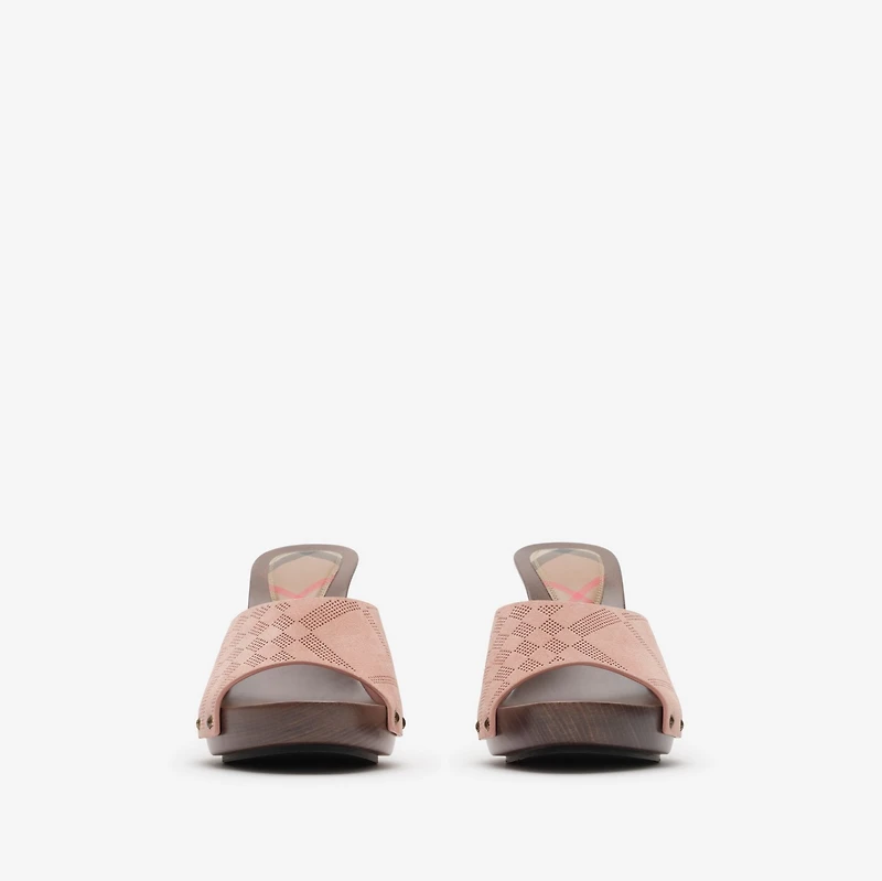 Check Suede Potter Mules​ in Peony pink - Women | Burberry® Official