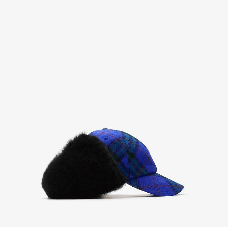 Check Wool Trapper Cap in Knight blue - Men | Burberry® Official