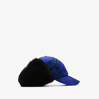 Check Wool Trapper Cap in Knight blue - Men | Burberry® Official