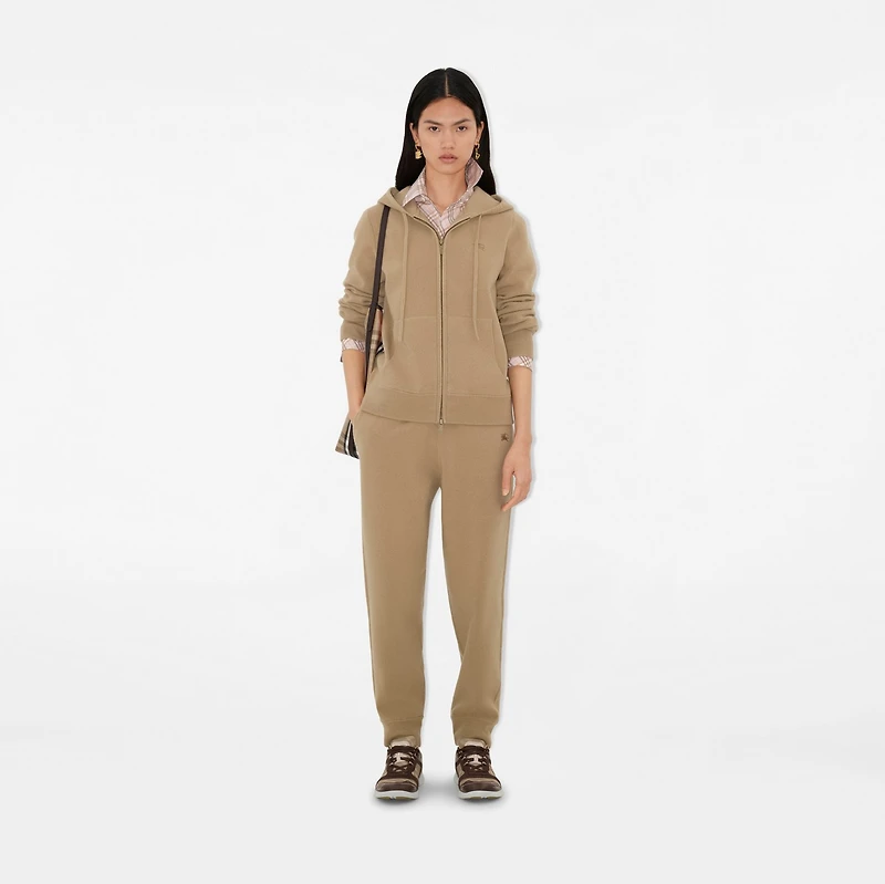 Cashmere Blend Zip Hoodie in Flax - Women | Burberry® Official