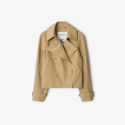 Cropped Cotton Trench Jacket in Flax - Women | Burberry® Official