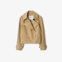 Cropped Cotton Trench Jacket in Flax - Women | Burberry® Official