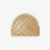 Check Mohair Wool Blend Beanie in Sand beige - Men | Burberry® Official