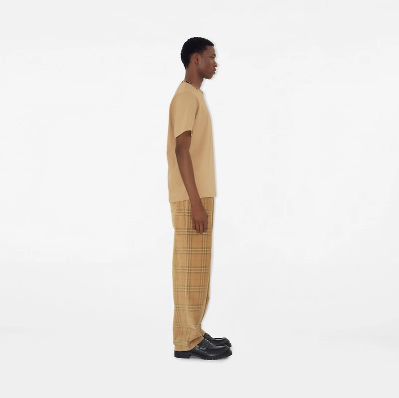 Check Corduroy Trousers in Sand - Men, Cotton | Burberry® Official