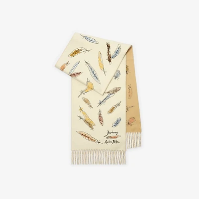 Feather Print Cashmere Scarf in Sand beige | Burberry® Official
