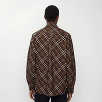 Relaxed Fit Check Cotton Shirt in Truffle brown - Men | Burberry® Official