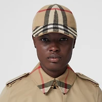 Exaggerated Check Wool Baseball Cap in Archive beige - Men | Burberry® Official