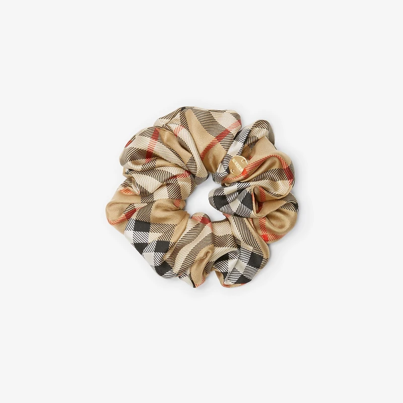 Check Silk Scrunchie in Sand | Burberry® Official