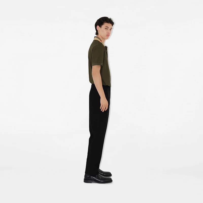 Check Collar Cotton Polo Shirt in Loch - Men | Burberry® Official