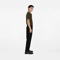 Check Collar Cotton Polo Shirt in Loch - Men | Burberry® Official