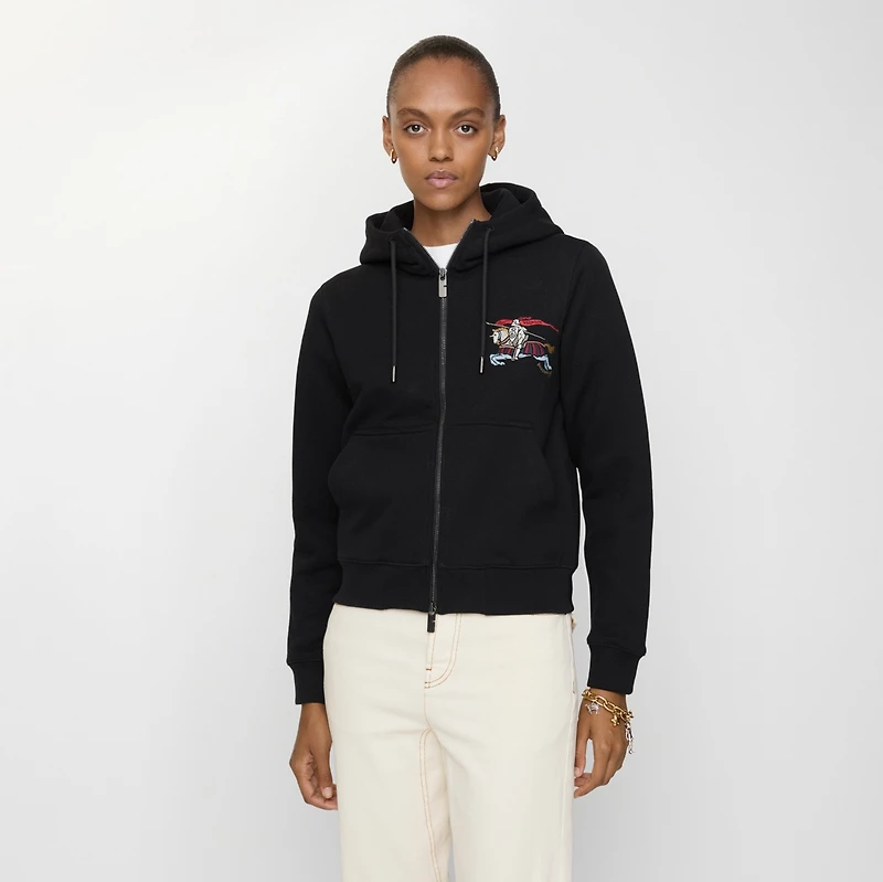 EKD Cotton Zip Hoodie in Black - Women | Burberry® Official