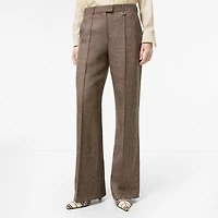 Check Wool Linen Blend Tailored Trousers in Soap beige/brown - Women | Burberry® Official