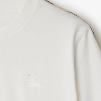 Check Trim Cotton T-shirt in Chalk - Women | Burberry® Official