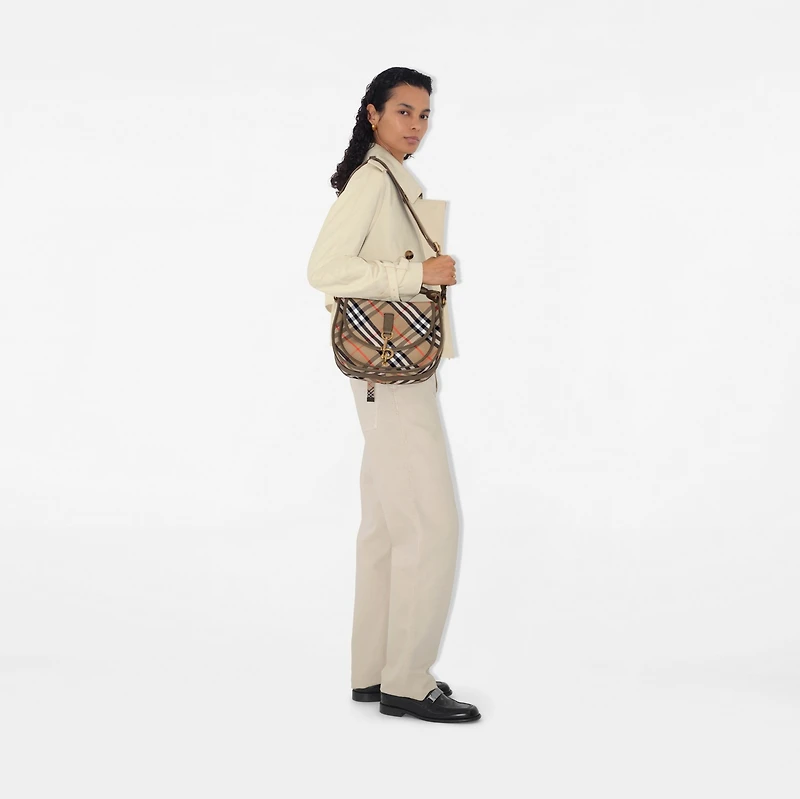 Small B Clip Messenger Bag in Sand - Women, Cotton, Nylon | Burberry® Official