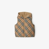 Reversible Check Nylon Padded Gilet in Sand | Burberry® Official