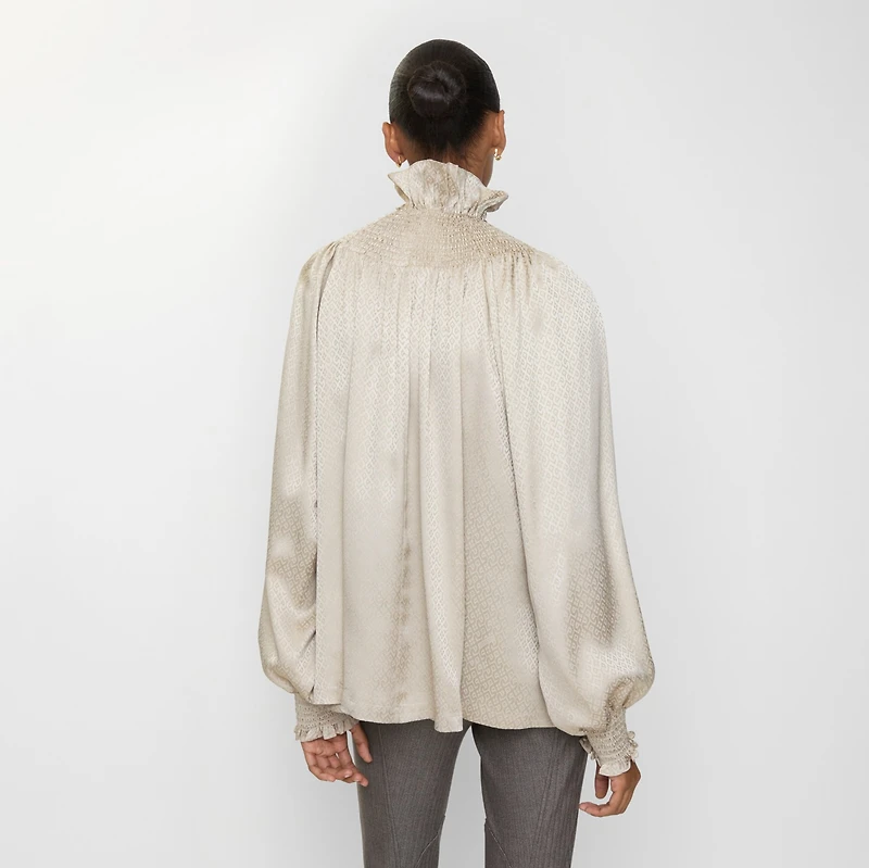 Geometric Silk Blouse in Taupe beige - Women | Burberry® Official