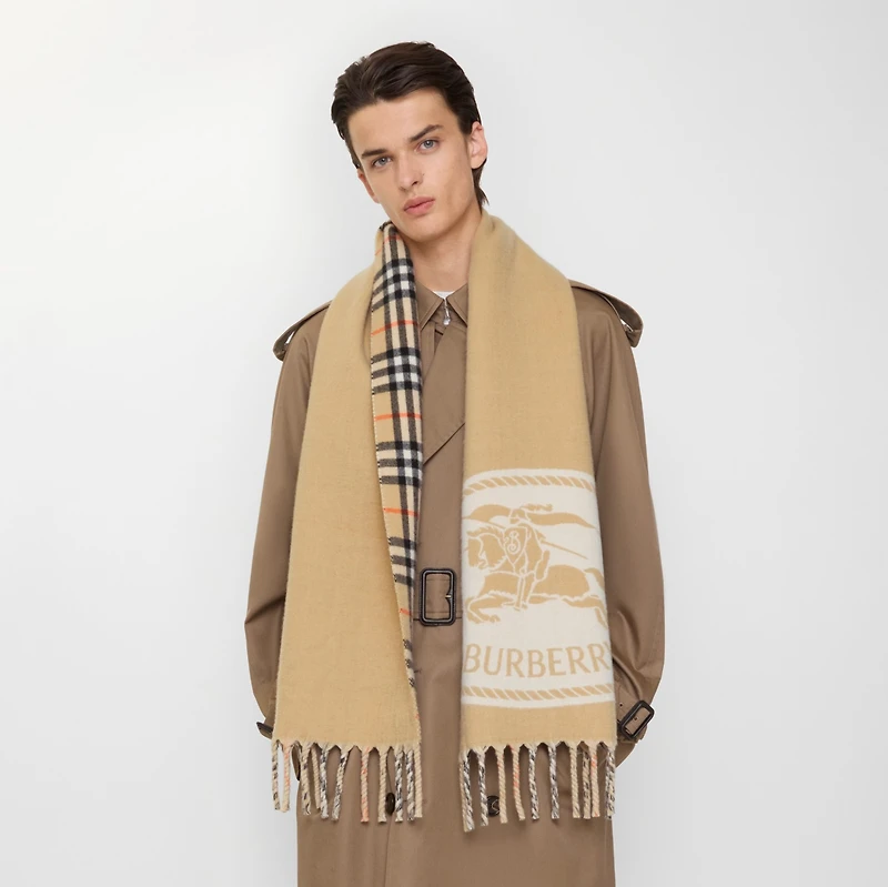 Reversible Knight Stamp Scarf in Sand | Burberry® Official