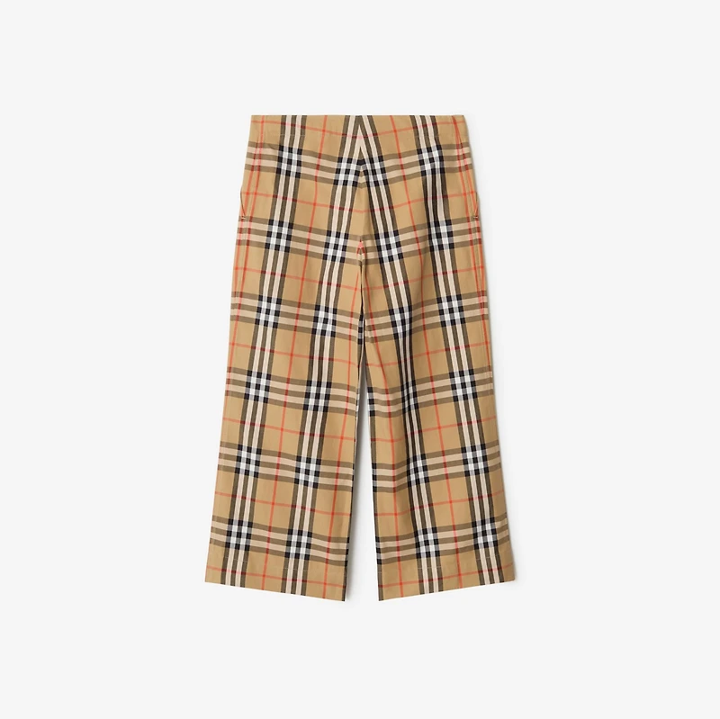 Check Cotton Trousers in Sand beige | Burberry® Official