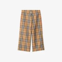 Check Cotton Trousers in Sand beige | Burberry® Official