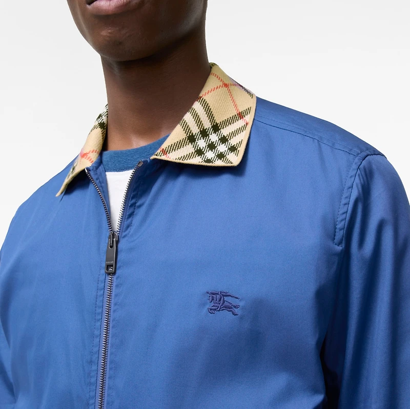 Gabardine Glenfields Harrington Jacket in Maritime blue - Men, Cotton | Burberry® Official