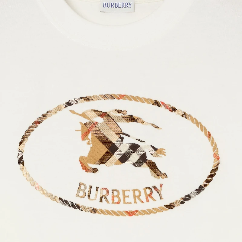 Check Knight Stamp Cotton T-shirt in Chalk white - Men | Burberry® Official