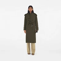 Long Gabardine Castleford Trench Coat in Otter - Women, Cotton Gabardine | Burberry® Official