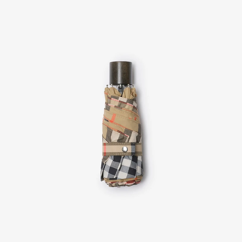 Check Folding Umbrella in Sand | Burberry® Official