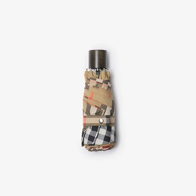 Check Folding Umbrella in Sand | Burberry® Official