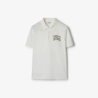 EKD Check Cotton Polo Shirt in Chalk white - Men | Burberry® Official
