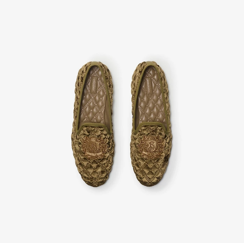 Quilted Velvet Estate Slippers​ in Linden beige - Women | Burberry® Official