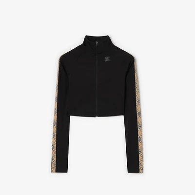 Stretch Nylon Cropped Track Jacket in Black - Women | Burberry® Official