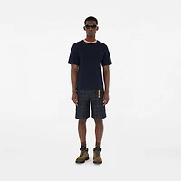 Logo Cotton T-shirt in Navy - Men | Burberry® Official