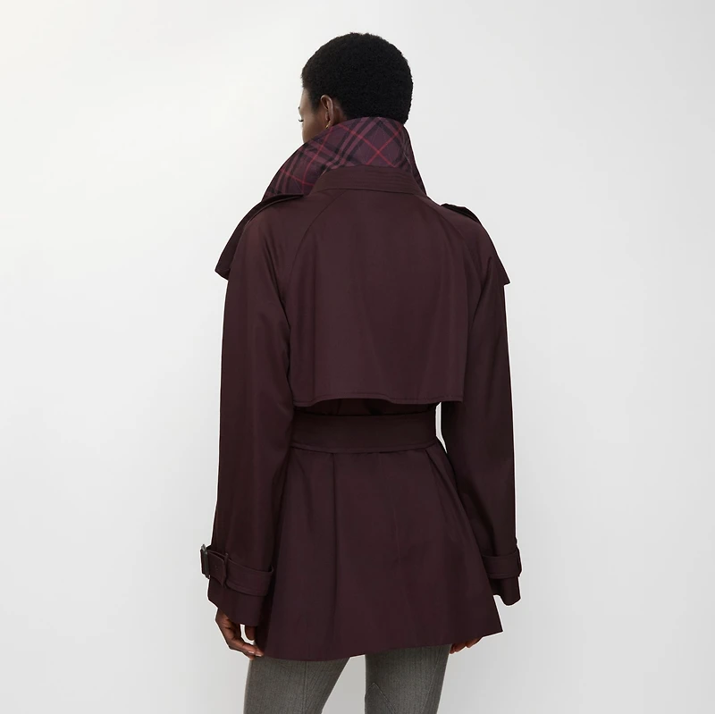 Short Gabardine Fitzrovia Trench Coat in Wine red - Women, Cotton | Burberry® Official