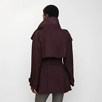 Short Gabardine Fitzrovia Trench Coat in Wine red - Women, Cotton | Burberry® Official