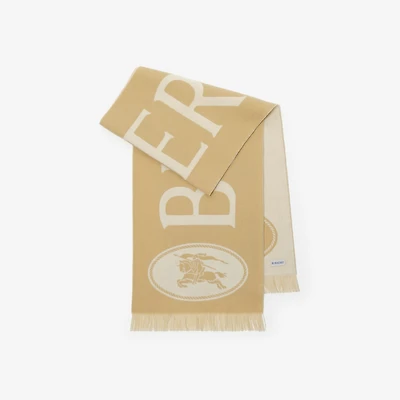 Logo Wool Scarf in Sand beige | Burberry® Official