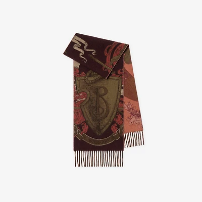 Etched Knight Cashmere Scarf in Oxblood red | Burberry® Official