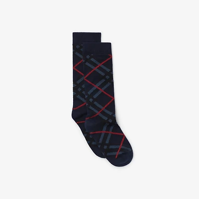 Check Cotton Blend Socks in Bugle blue | Burberry® Official