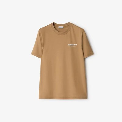 Logo Cotton T-shirt in Archive beige - Women | Burberry® Official