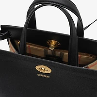 Mini Cotswolds Check Tote in Black - Women, Leather | Burberry® Official