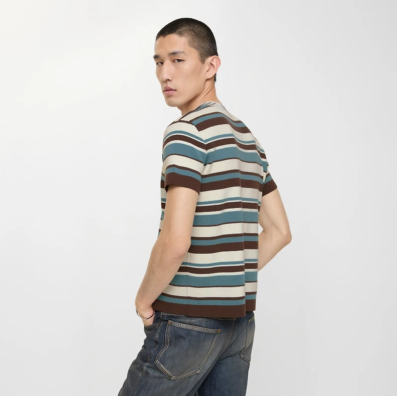 Striped Wool Blend T-shirt in Blue - Men | Burberry® Official