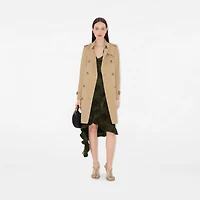 Mid-length Chelsea Heritage Trench Coat in Honey - Women, Cotton Gabardine | Burberry® Official