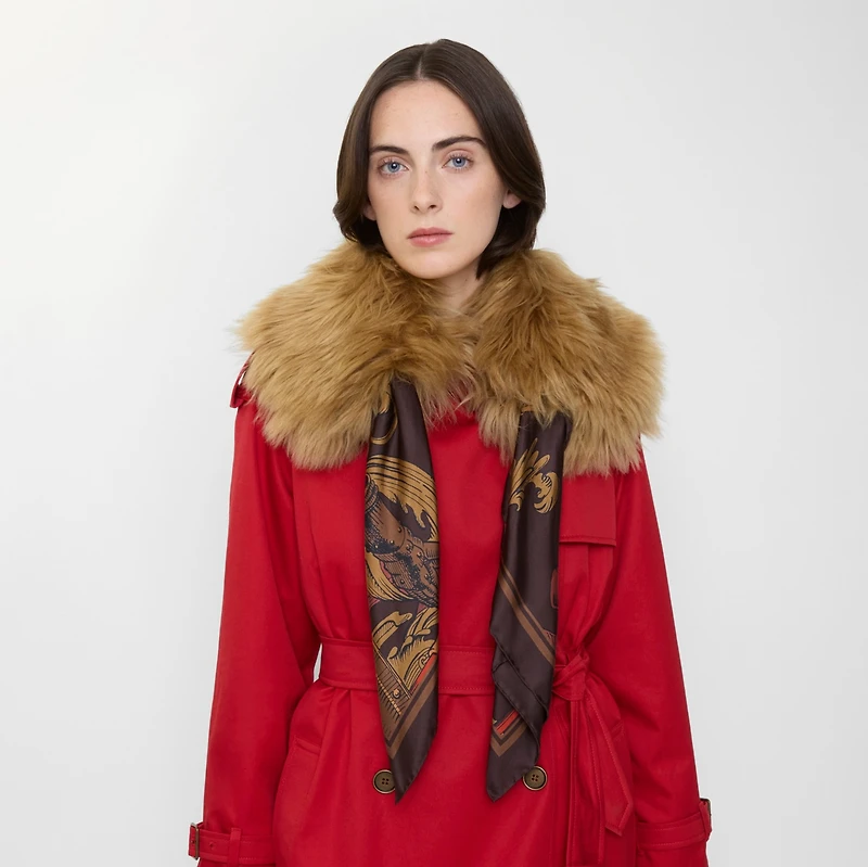 Scarf Trim Shearling Collar in Chestnut brown/sand beige | Burberry® Official