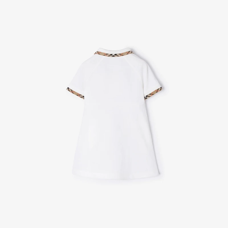 Check Trim Cotton Polo Shirt Dress in White | Burberry® Official