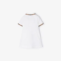 Check Trim Cotton Polo Shirt Dress in White | Burberry® Official