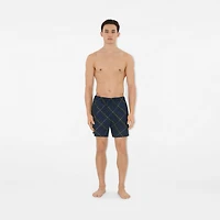 Check Swim Shorts in Midnight - Men, Nylon | Burberry® Official