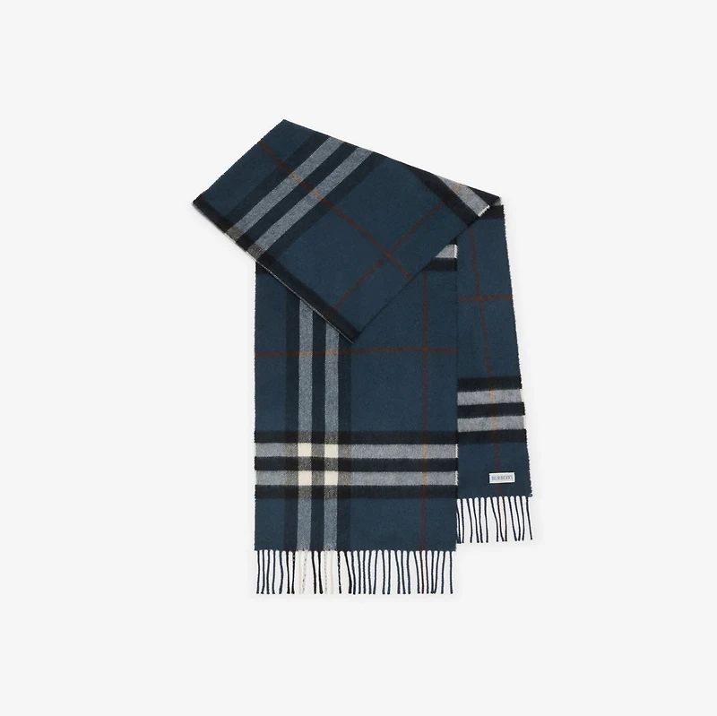 Check Cashmere Scarf in Mast blue | Burberry® Official