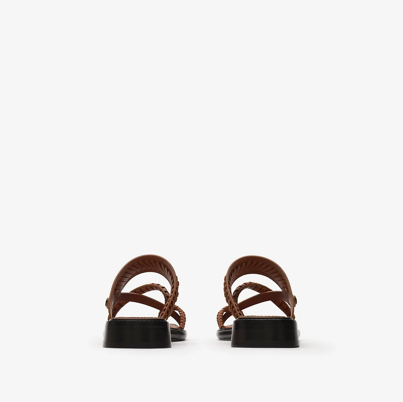 Leather Baez Sandals​ in Lundy brown - Women | Burberry® Official
