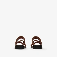 Leather Baez Sandals​ in Lundy brown - Women | Burberry® Official