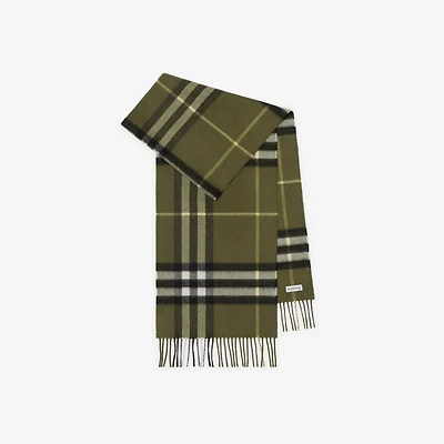 Check Cashmere Scarf in Pea | Burberry® Official